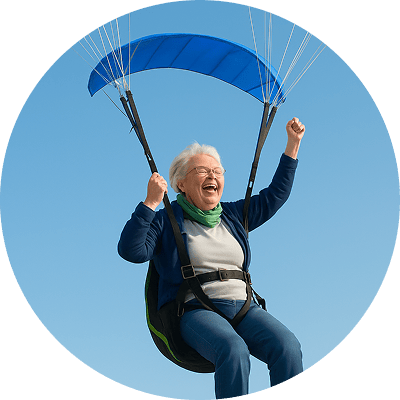 Person flying with arrow